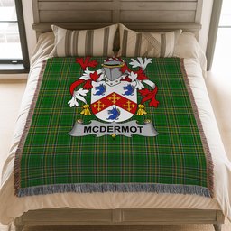 ScotsTee Shop Irish McDermot Clan Coat of Arms Irish Tartan Woven Blanket