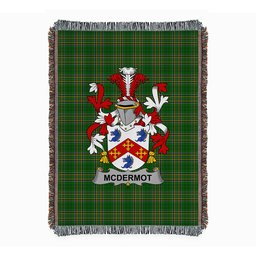 ScotsTee Shop Irish McDermot Clan Coat of Arms Irish Tartan Woven Blanket