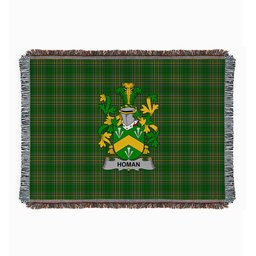 ScotsTee Shop Irish Homan or Howman Clan Coat of Arms Irish Tartan Woven Blanket