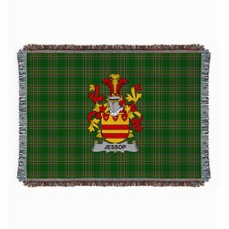 ScotsTee Shop Irish Jessop Clan Coat of Arms Irish Tartan Woven Blanket