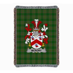 ScotsTee Shop Irish McRory or McCrory Clan Coat of Arms Irish Tartan Woven Blanket