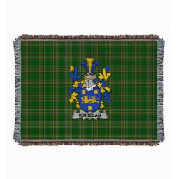 ScotsTee Shop Irish Kindelan or O'Kindelan Clan Coat of Arms Irish Tartan Woven Blanket