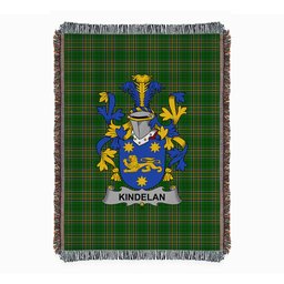 ScotsTee Shop Irish Kindelan or O'Kindelan Clan Coat of Arms Irish Tartan Woven Blanket