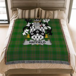 ScotsTee Shop Irish Hatfield Clan Coat of Arms Irish Tartan Woven Blanket