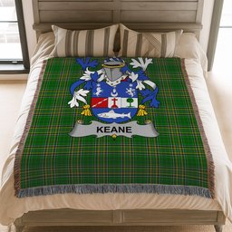 ScotsTee Shop Irish Keane or O'Cahan Clan Coat of Arms Irish Tartan Woven Blanket