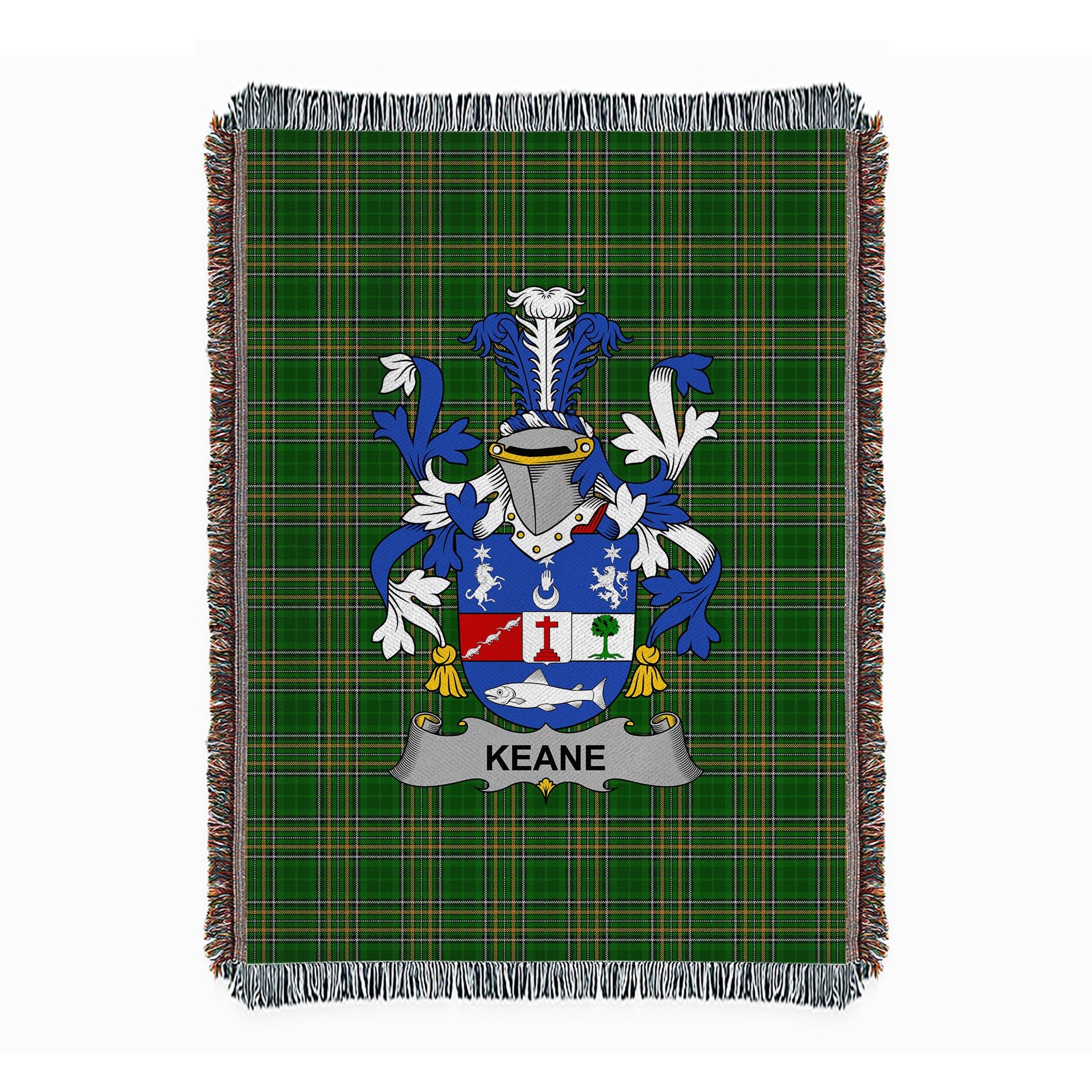 ScotsTee Shop Irish Keane or O'Cahan Clan Coat of Arms Irish Tartan Woven Blanket