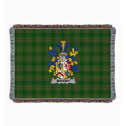 ScotsTee Shop Irish Mahony or O'Mahoney Clan Coat of Arms Irish Tartan Woven Blanket