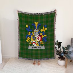 ScotsTee Shop Irish Mahony or O'Mahoney Clan Coat of Arms Irish Tartan Woven Blanket
