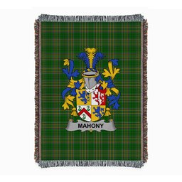 ScotsTee Shop Irish Mahony or O'Mahoney Clan Coat of Arms Irish Tartan Woven Blanket