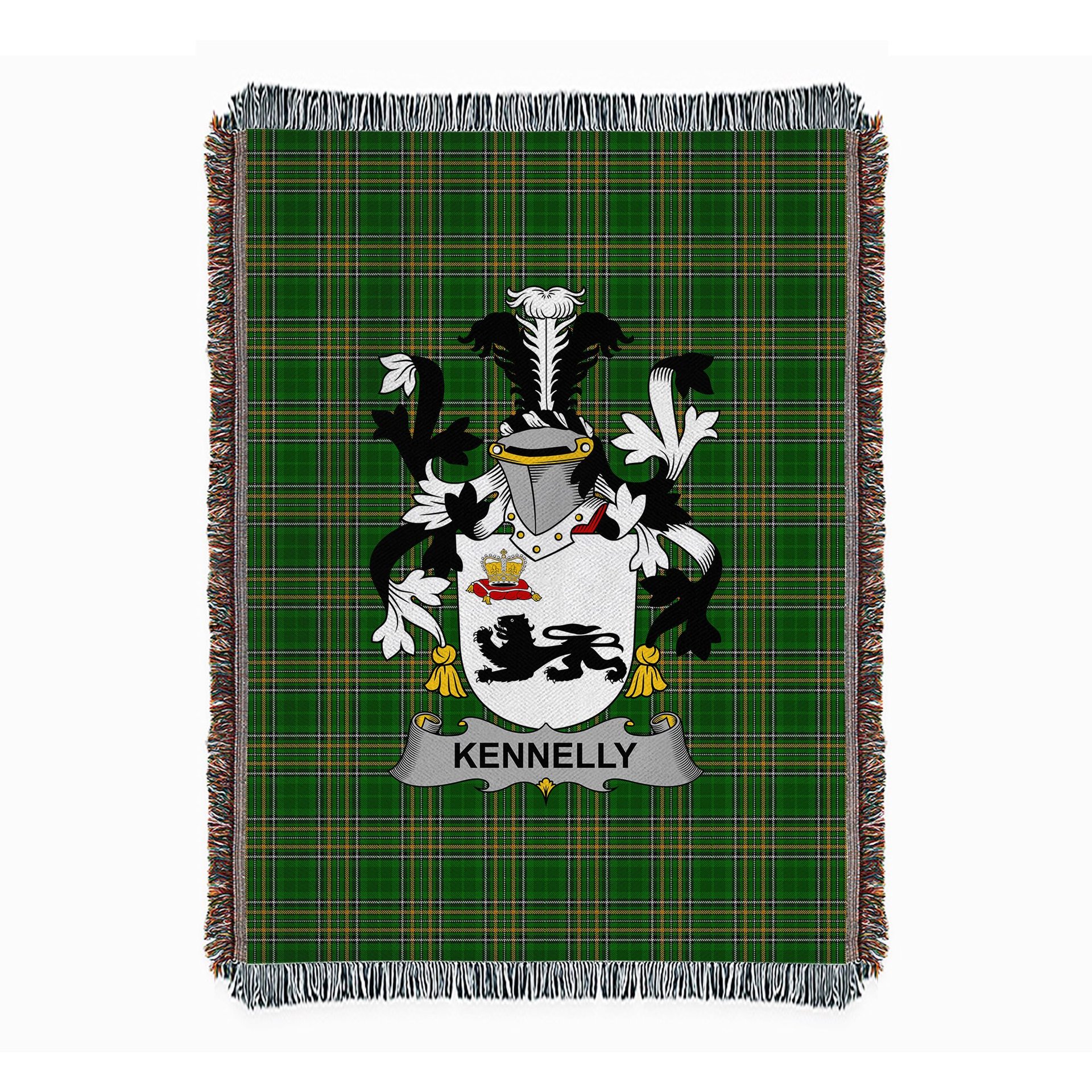 ScotsTee Shop Irish Kennelly or O'Kineally Clan Coat of Arms Irish Tartan Woven Blanket