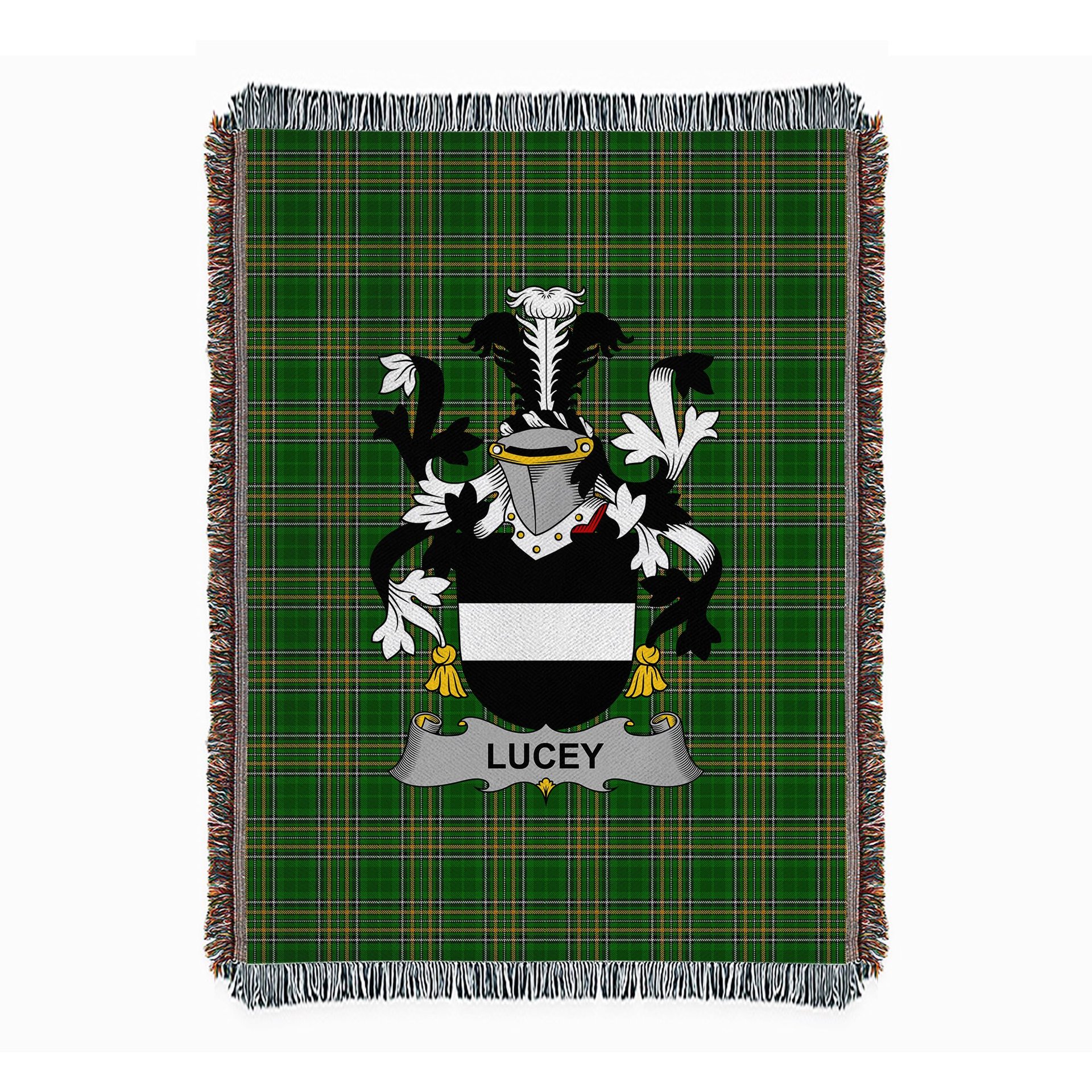ScotsTee Shop Irish Lucey or O'Lucy Clan Coat of Arms Irish Tartan Woven Blanket