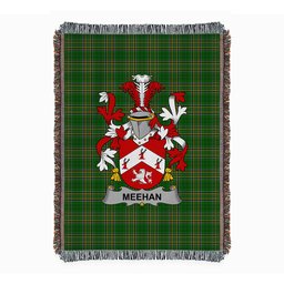 ScotsTee Shop Irish Meehan or O'Meighan Clan Coat of Arms Irish Tartan Woven Blanket
