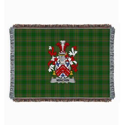 ScotsTee Shop Irish Minchin Clan Coat of Arms Irish Tartan Woven Blanket