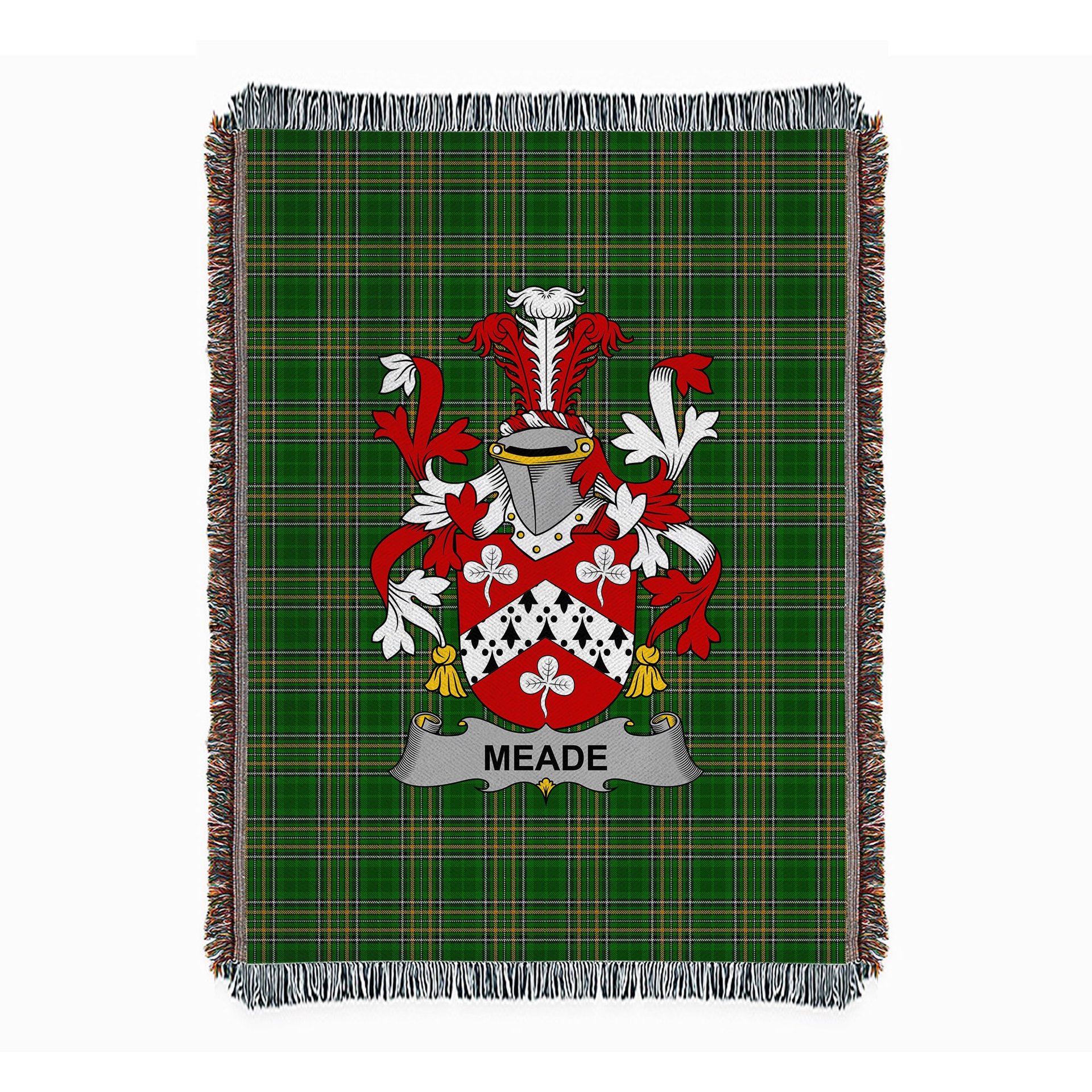 ScotsTee Shop Irish Meade Clan Coat of Arms Irish Tartan Woven Blanket