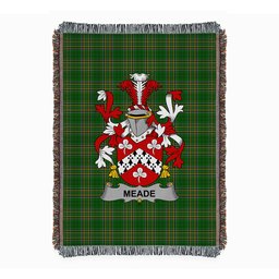 ScotsTee Shop Irish Meade Clan Coat of Arms Irish Tartan Woven Blanket