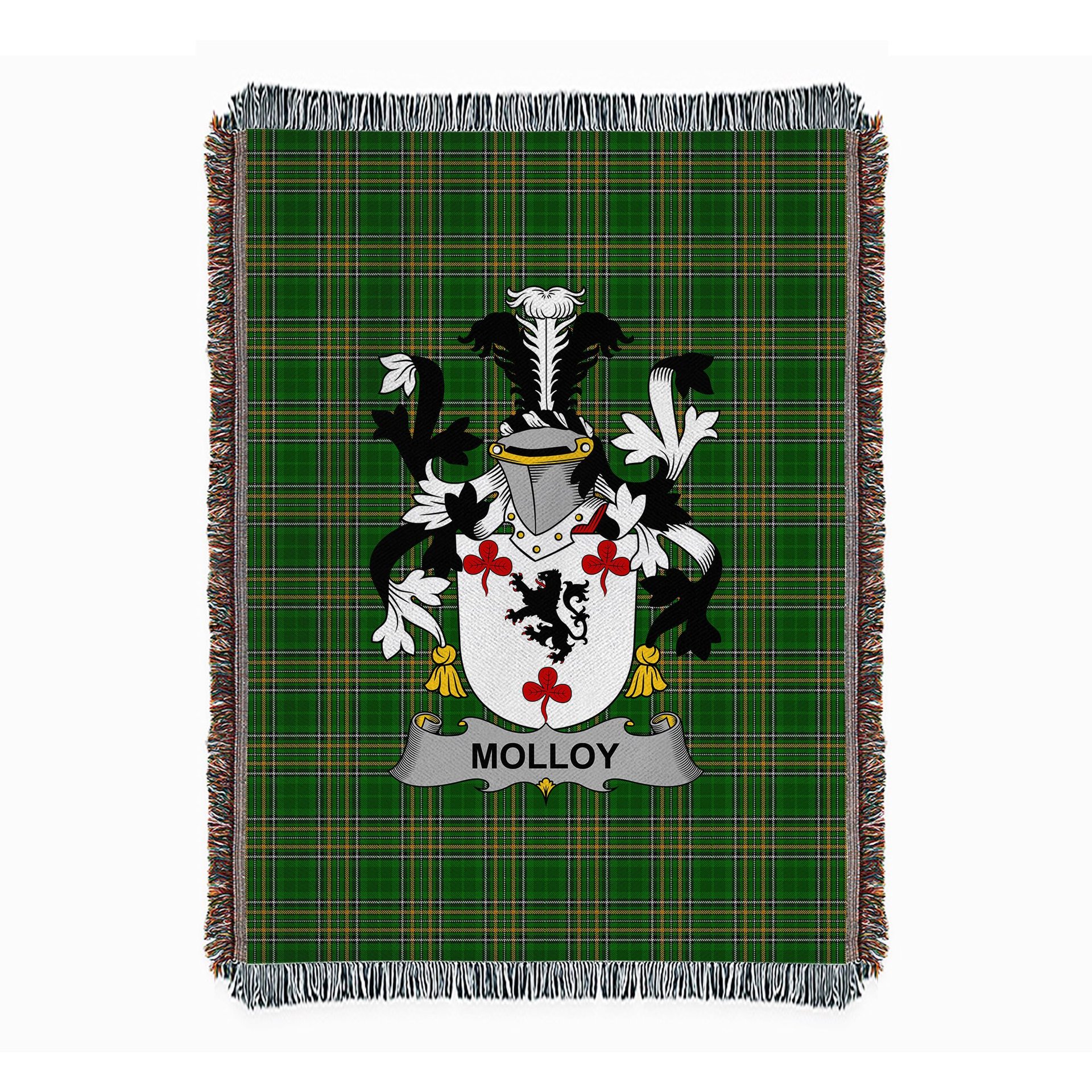 ScotsTee Shop Irish Molloy or O'Mulloy Clan Coat of Arms Irish Tartan Woven Blanket