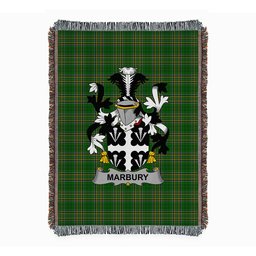 ScotsTee Shop Irish Marbury or Maybery Clan Coat of Arms Irish Tartan Woven Blanket