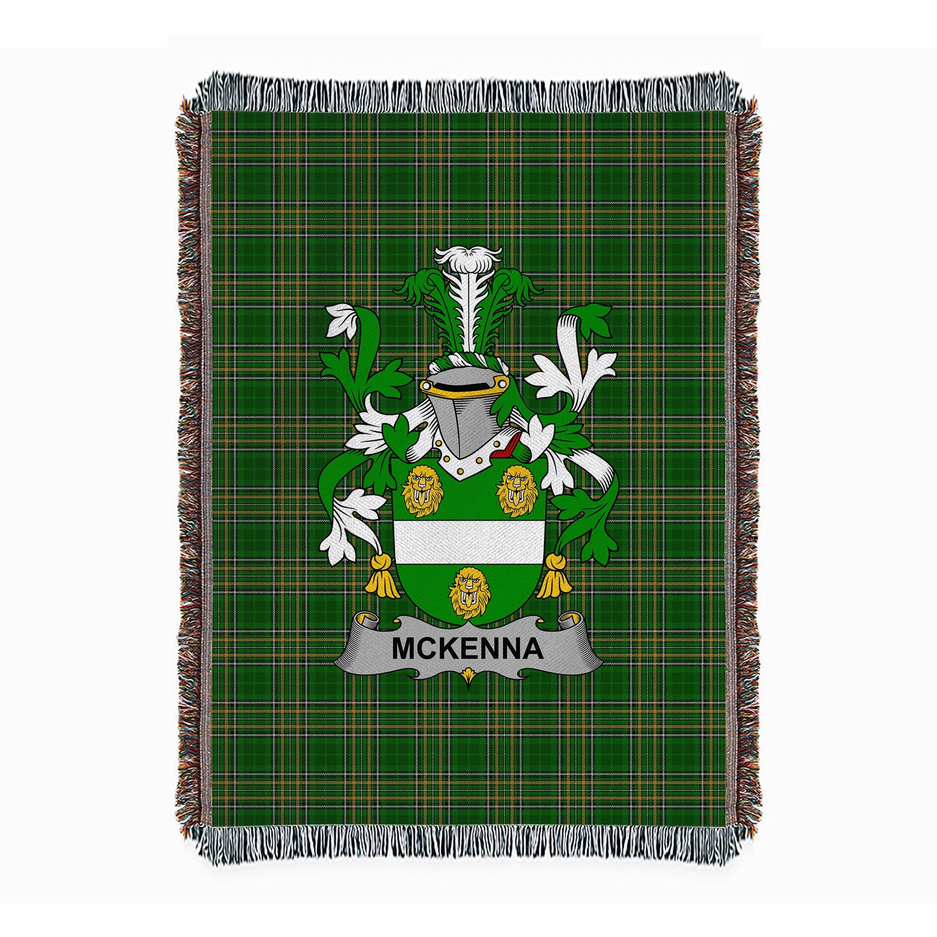 ScotsTee Shop Irish McKenna or Kennagh Clan Coat of Arms Irish Tartan Woven Blanket