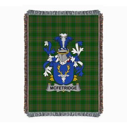 ScotsTee Shop Irish McFetridge Clan Coat of Arms Irish Tartan Woven Blanket