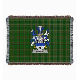 ScotsTee Shop Irish Millerd Clan Coat of Arms Irish Tartan Woven Blanket