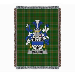 ScotsTee Shop Irish Millerd Clan Coat of Arms Irish Tartan Woven Blanket