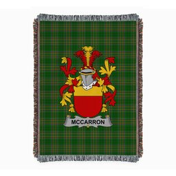 ScotsTee Shop Irish McCarron Clan Coat of Arms Irish Tartan Woven Blanket