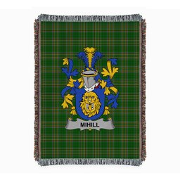 ScotsTee Shop Irish Mihill Clan Coat of Arms Irish Tartan Woven Blanket