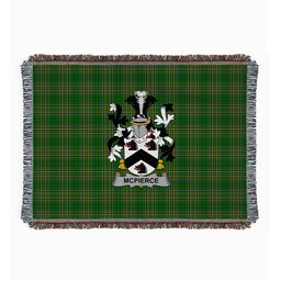 ScotsTee Shop Irish McPierce or Pierce Clan Coat of Arms Irish Tartan Woven Blanket