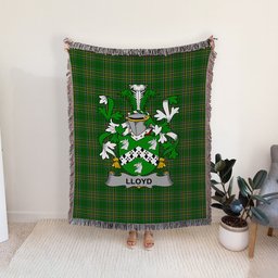 ScotsTee Shop Irish Lloyd Clan Coat of Arms Irish Tartan Woven Blanket