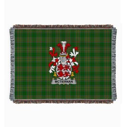 ScotsTee Shop Irish McTiernan or Kiernan Clan Coat of Arms Irish Tartan Woven Blanket