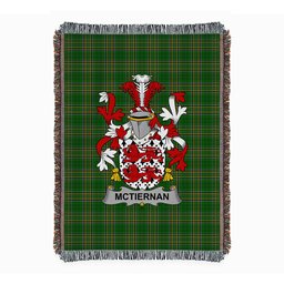 ScotsTee Shop Irish McTiernan or Kiernan Clan Coat of Arms Irish Tartan Woven Blanket