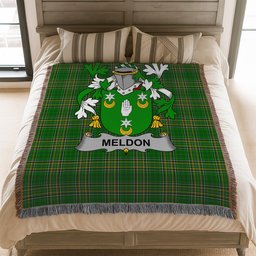 ScotsTee Shop Irish Meldon or Muldoon Clan Coat of Arms Irish Tartan Woven Blanket