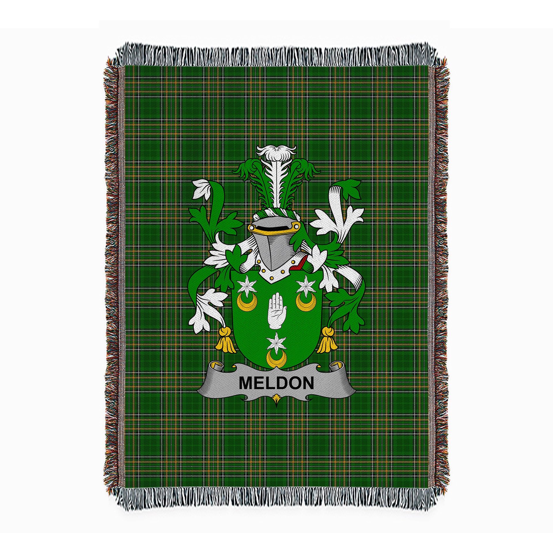 ScotsTee Shop Irish Meldon or Muldoon Clan Coat of Arms Irish Tartan Woven Blanket