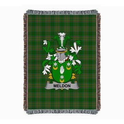 ScotsTee Shop Irish Meldon or Muldoon Clan Coat of Arms Irish Tartan Woven Blanket