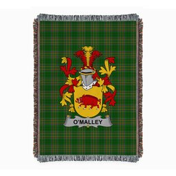 ScotsTee Shop Irish Malley or O'Malley Clan Coat of Arms Irish Tartan Woven Blanket