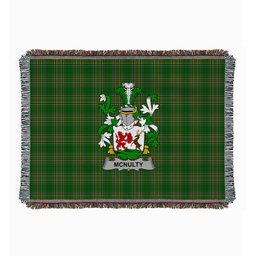 ScotsTee Shop Irish McNulty Clan Coat of Arms Irish Tartan Woven Blanket