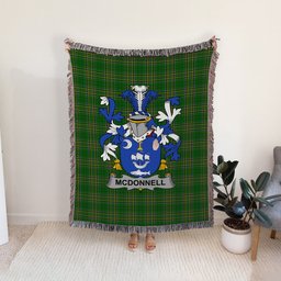 ScotsTee Shop Irish McDonnell Clan Coat of Arms Irish Tartan Woven Blanket