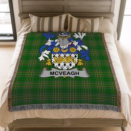 ScotsTee Shop Irish McVeagh or McFingah Clan Coat of Arms Irish Tartan Woven Blanket
