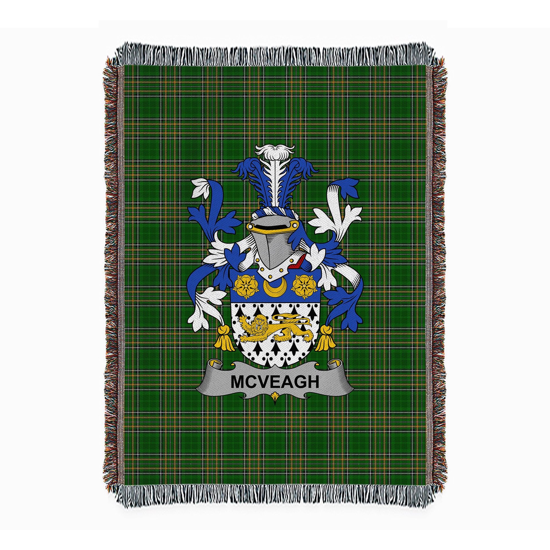 ScotsTee Shop Irish McVeagh or McFingah Clan Coat of Arms Irish Tartan Woven Blanket