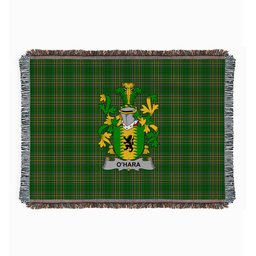 ScotsTee Shop Irish Hara or O'Hara Clan Coat of Arms Irish Tartan Woven Blanket