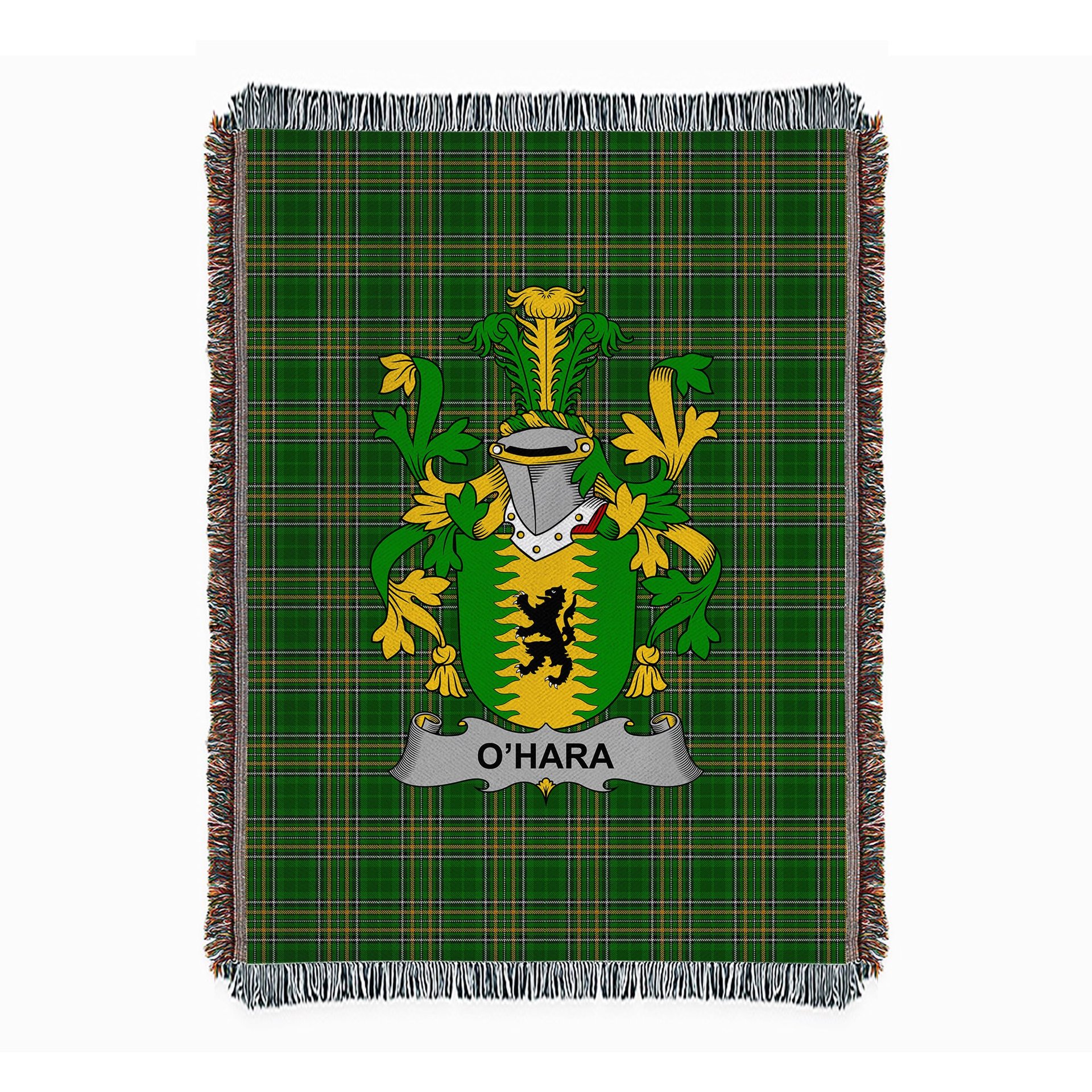 ScotsTee Shop Irish Hara or O'Hara Clan Coat of Arms Irish Tartan Woven Blanket