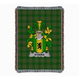 ScotsTee Shop Irish Hara or O'Hara Clan Coat of Arms Irish Tartan Woven Blanket