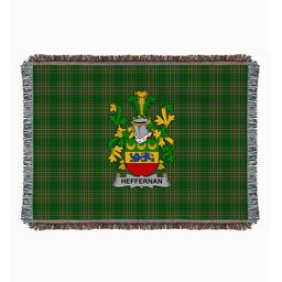 ScotsTee Shop Irish Heffernan or O'Heffernan Clan Coat of Arms Irish Tartan Woven Blanket