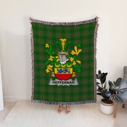 ScotsTee Shop Irish Heffernan or O'Heffernan Clan Coat of Arms Irish Tartan Woven Blanket