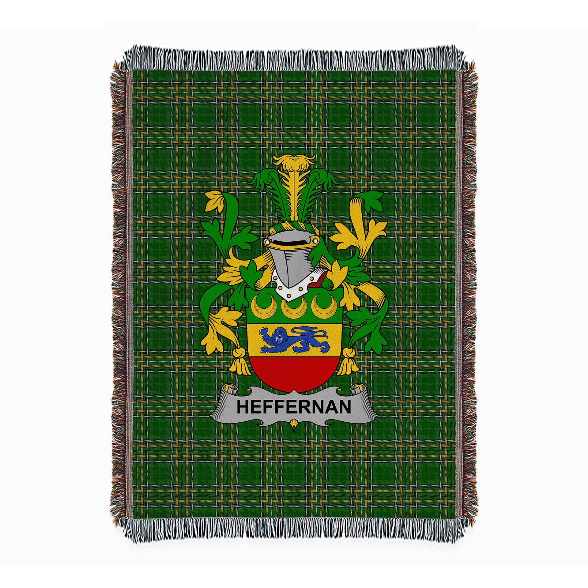 ScotsTee Shop Irish Heffernan or O'Heffernan Clan Coat of Arms Irish Tartan Woven Blanket