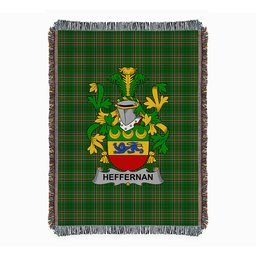 ScotsTee Shop Irish Heffernan or O'Heffernan Clan Coat of Arms Irish Tartan Woven Blanket