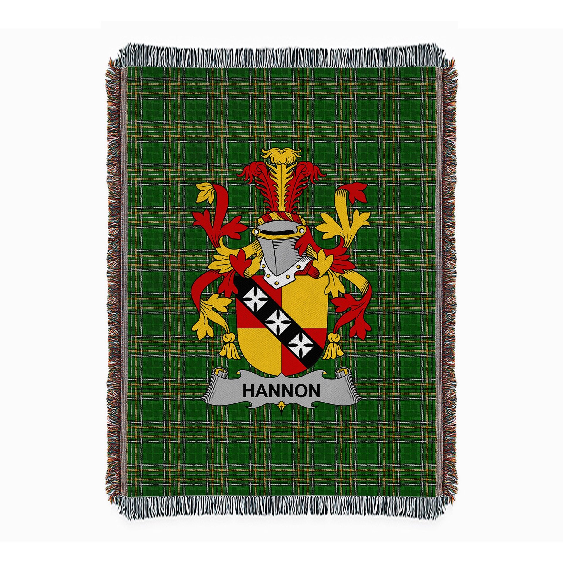 ScotsTee Shop Irish Hannon or O'Hannon Clan Coat of Arms Irish Tartan Woven Blanket
