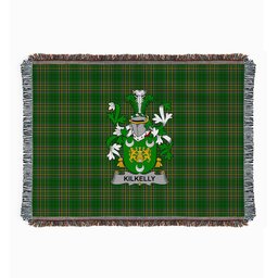 ScotsTee Shop Irish Kilkelly or Killikelly Clan Coat of Arms Irish Tartan Woven Blanket