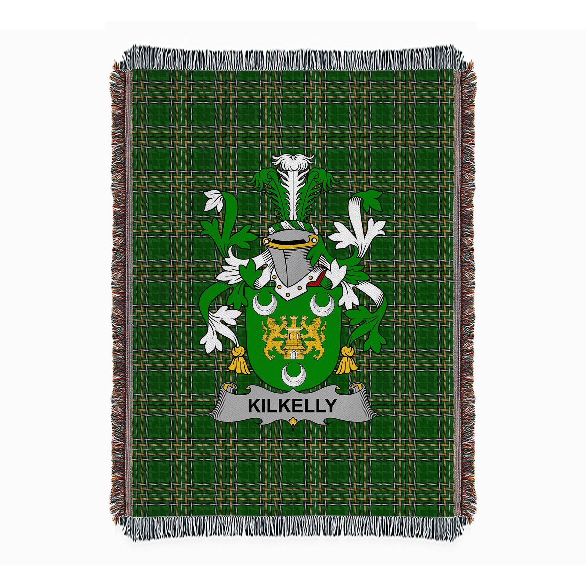 ScotsTee Shop Irish Kilkelly or Killikelly Clan Coat of Arms Irish Tartan Woven Blanket