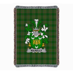 ScotsTee Shop Irish Kilkelly or Killikelly Clan Coat of Arms Irish Tartan Woven Blanket